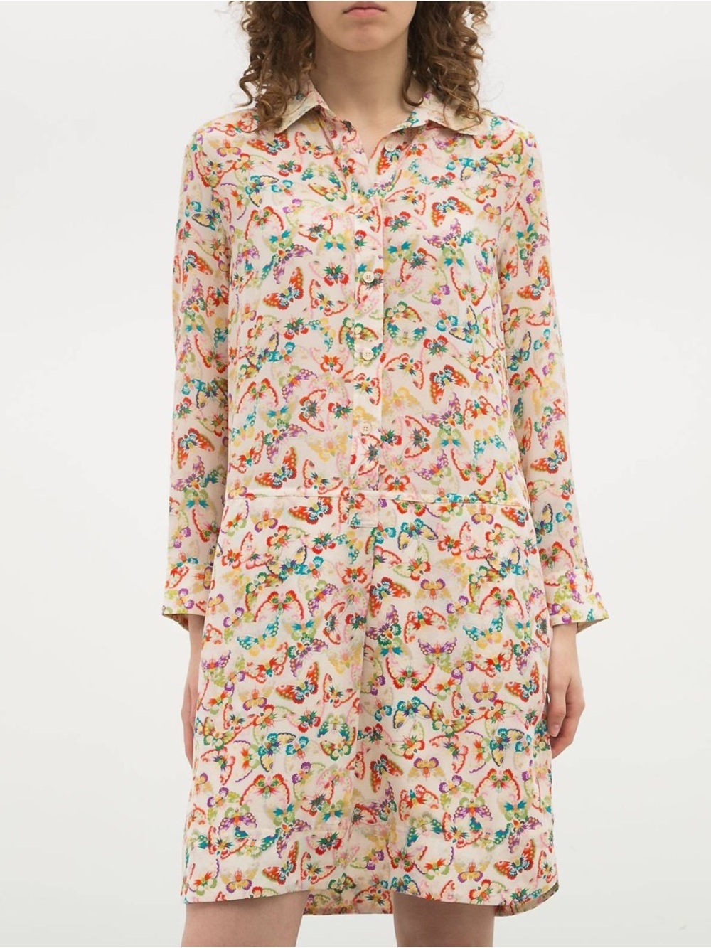 ZADIG & VOLTAIRE rubis butterfly silk long sleeve dress multicolor small